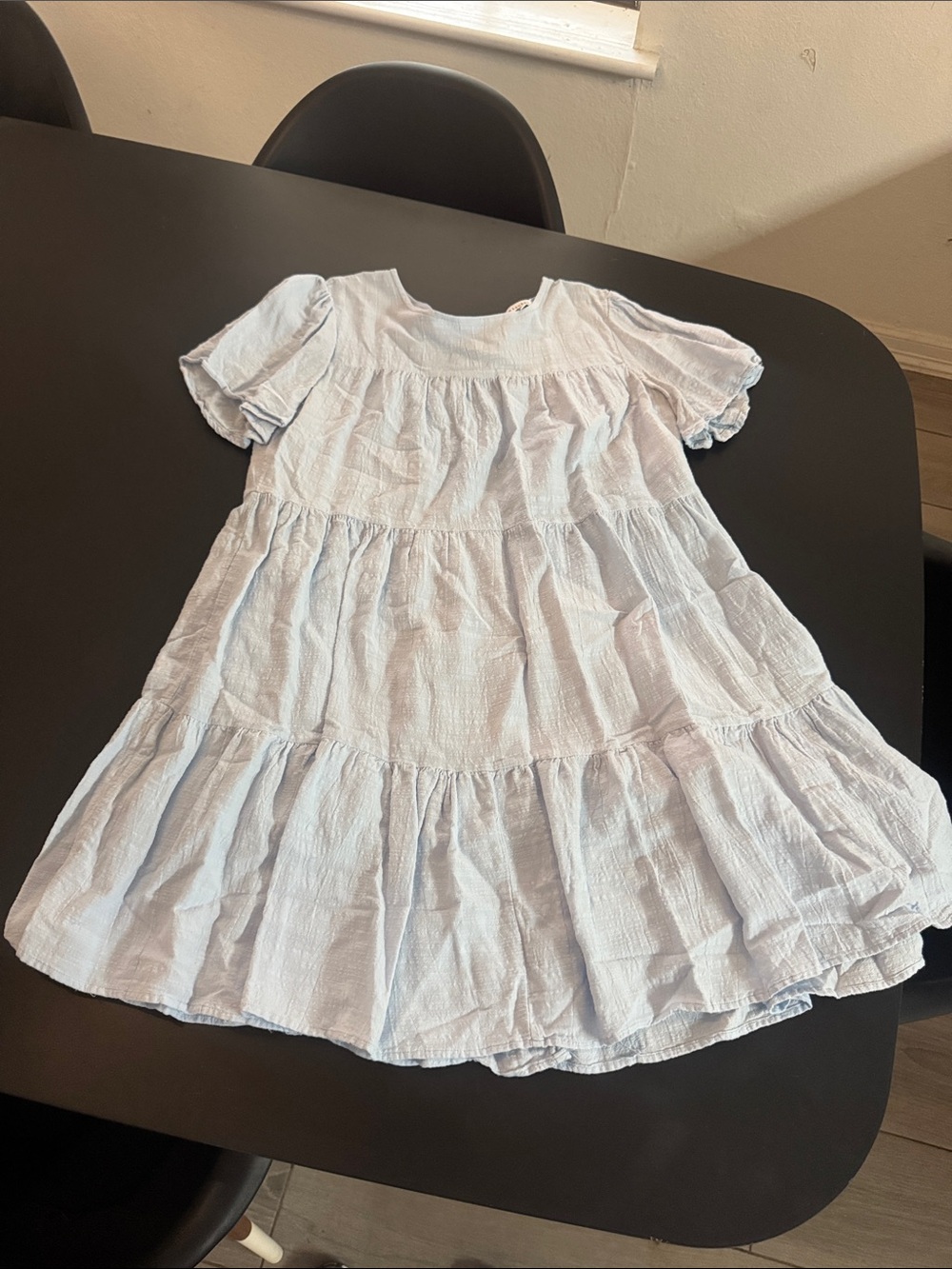Light Blue Tiered Cotton Women’s  Dress